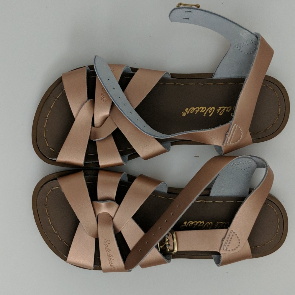 Girls Rose Gold Saltwater Sandals - Size 2